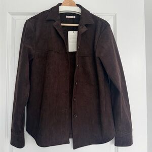 Zara Women's Dark Brown Suede Shirt Jacket